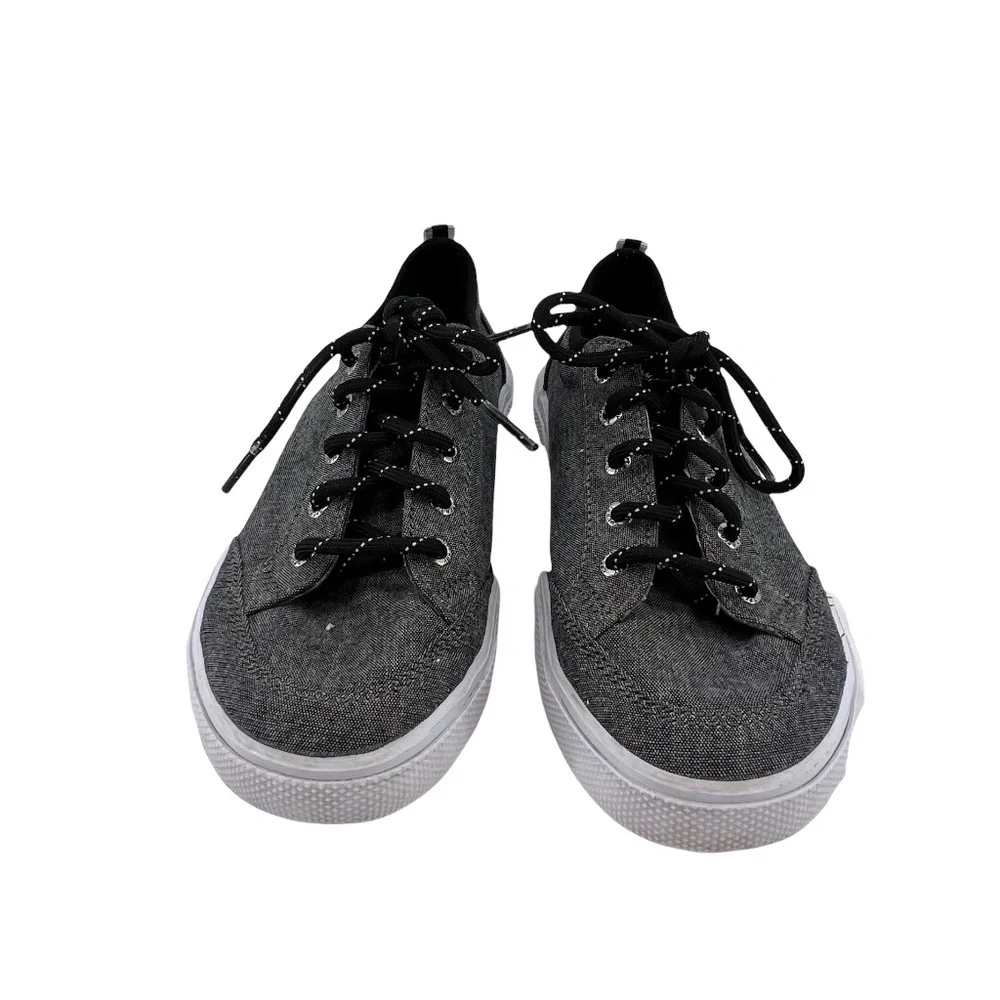 Sperry Top-Sider Black Deckfin Lace Up Boat Shoe Sneakers Size 1.5 Boy's